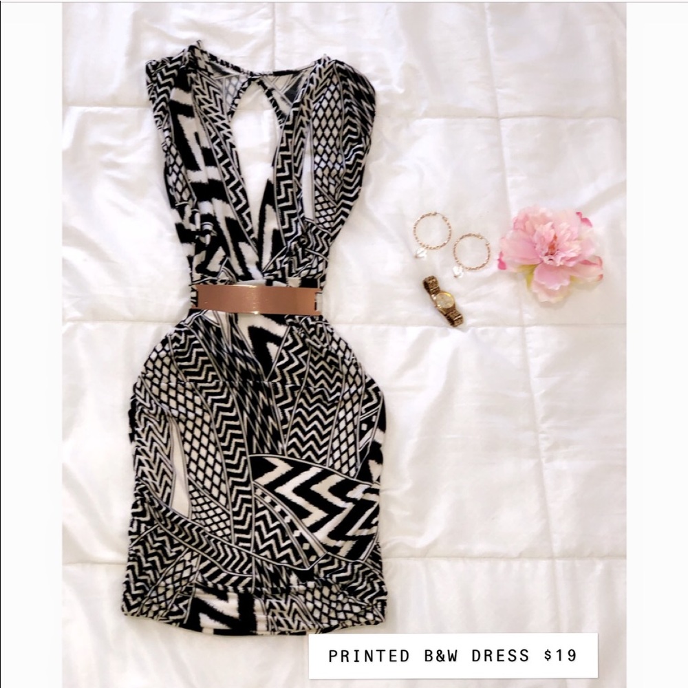Printed Black & White Dress